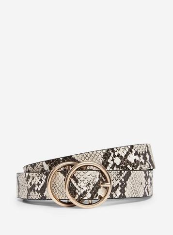 Dorothy Perkins Nude Snake Print Double Circle Belt