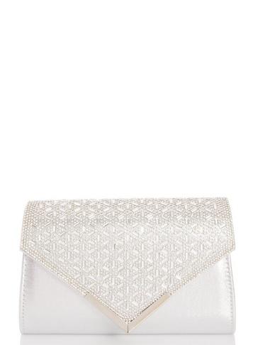 *quiz Silver Jewel Envelope Style Bag