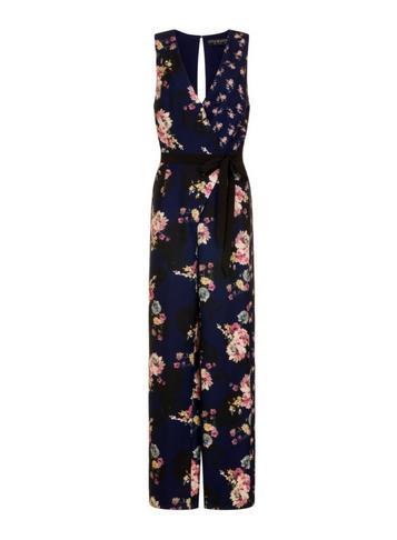 Dorothy Perkins *little Mistress Multi Coloured Wrap Crepe Jumpsuit
