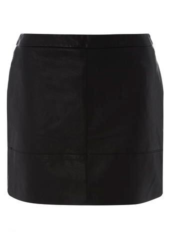 Dorothy Perkins Petite Black Pu Panel Skirt