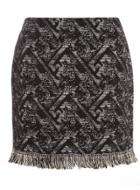 Dorothy Perkins Jaquard Fray Hem Mini Skirt