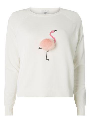 Dorothy Perkins *only White Flamingo Pom Pom Knit Top