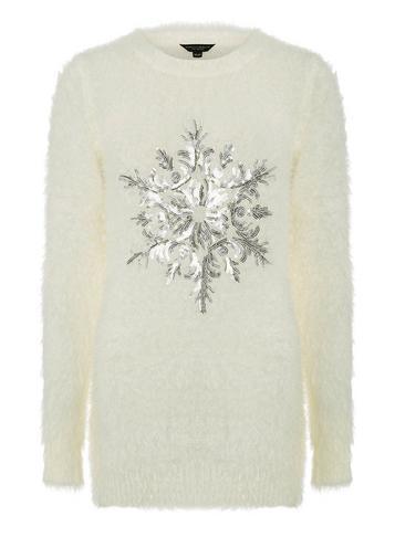 Dorothy Perkins Ivory Fluffy Snowflake Jumper