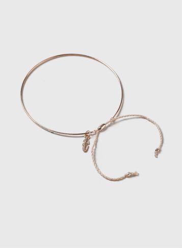 Dorothy Perkins Rose Gold Leaf And Cord Bangle