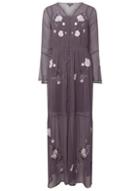 Dorothy Perkins Slate Grey Embroidered Long Sleeve Maxi Dress