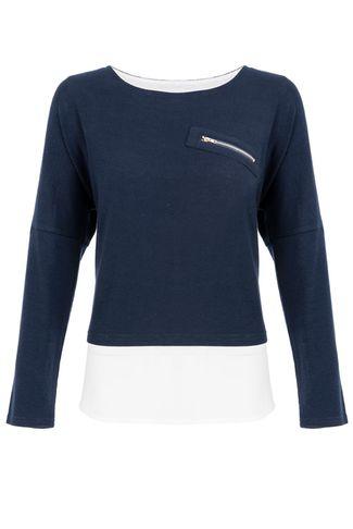 Dorothy Perkins *quiz Navy Chiffon Light Knit Zip Top