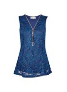 *billie & Blossoms Navy Lace Sleeveless Top