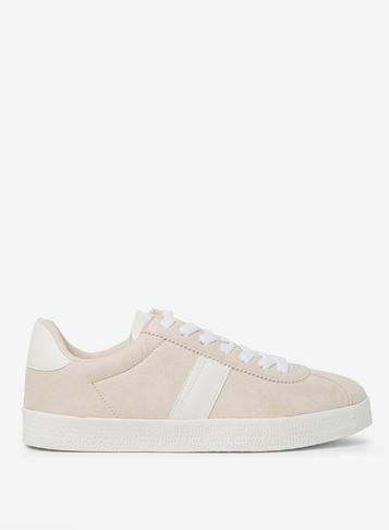 Dorothy Perkins Nude Izzy Double Striped Lace Up Trainers