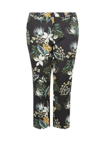 Dorothy Perkins *dp Curve Black Palm Print Ankle Grazer Trousers