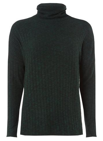 Dorothy Perkins *tall Green Roll Neck Cut And Sew Top