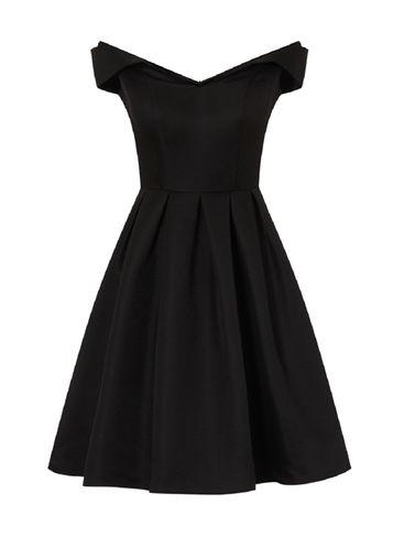 Dorothy Perkins *chi Chi London Black Fold Over Bardot Dress