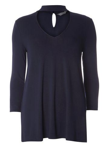 Dorothy Perkins *tall Navy Jersey Choker Tunic