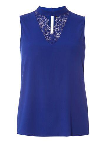 Dorothy Perkins *vera Moda Cobalt Lace Choker Top