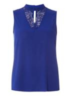 Dorothy Perkins *vera Moda Cobalt Lace Choker Top