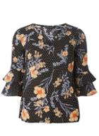 Dorothy Perkins Black Print Puff Sleeve Top