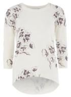 Dorothy Perkins Ivory/blue Floral Dip Hem Jumper