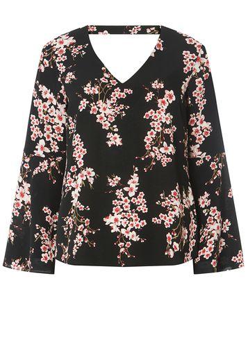 Dorothy Perkins Black Floral Bar Back Top