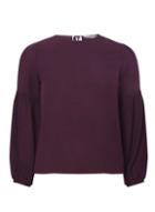 Dorothy Perkins Petite Purple Balloon Sleeve Top