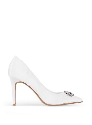 *showcase White Gracias Jewelled Court Shoes