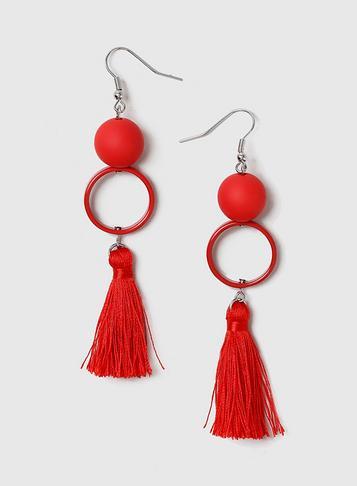 Dorothy Perkins Red Ball And Tassel Earrings