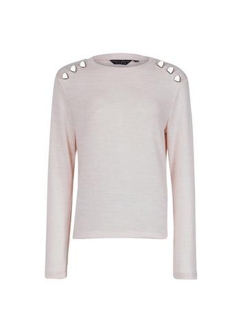 Dorothy Perkins Blush Button Brushed Crew Neck Jumper