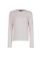 Dorothy Perkins Blush Button Brushed Crew Neck Jumper