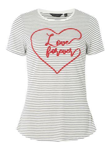 Dorothy Perkins Navy And Ivory Striped Motif T-shirt