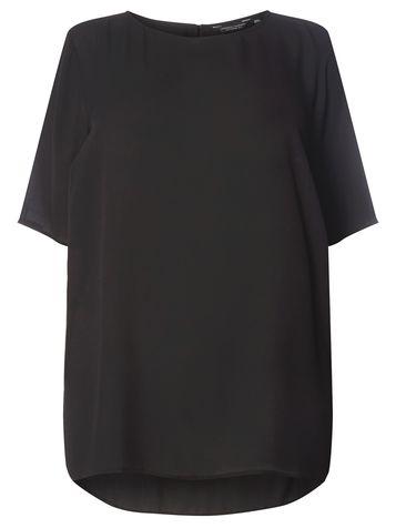 Dorothy Perkins Curve Black Pleat Back Top