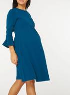 Dorothy Perkins *matenrity Teal Empire Fit And Flare Dress