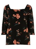 Dorothy Perkins *dp Curve Black Floral Square Neck Top