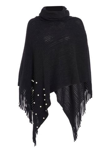 Dorothy Perkins *quiz Pearl Trim Fringe Poncho