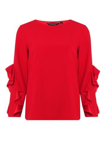 Dorothy Perkins Red Ruffle Long Sleeve Top
