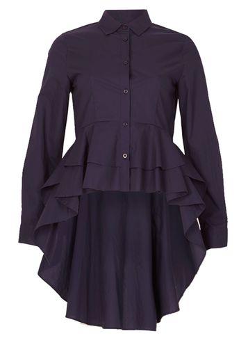 Dorothy Perkins *izabel London Navy Frill Layer Hem Shirt