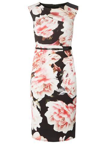 Dorothy Perkins *scarlett B Black Floral Bodycon Dress