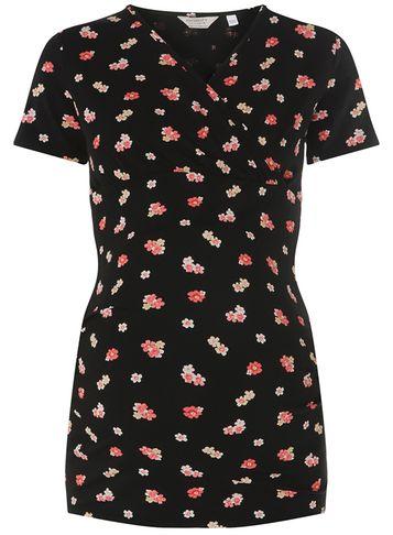 Dorothy Perkins *materntiy Black Floral Wrap Top