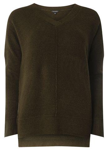 Dorothy Perkins Khaki V-neck Longline Jumper