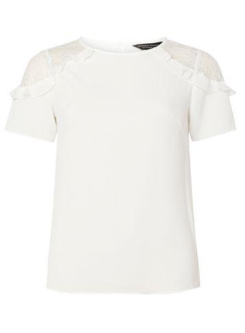 Dorothy Perkins Ivory Lace Ruffle Shoulder T-shirt