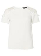 Dorothy Perkins Ivory Lace Ruffle Shoulder T-shirt