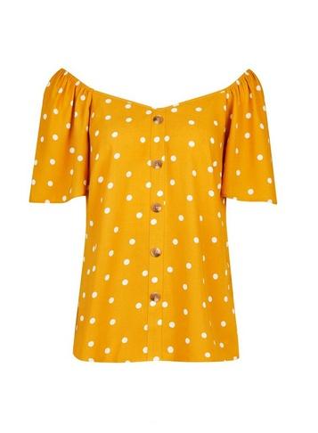 Dorothy Perkins *tall Yellow Spot Print Top