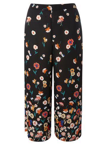 Dorothy Perkins Black And Rust Floral Cropped Trousers