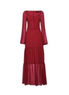 Dorothy Perkins Berry Red Tiered Puff Sleeve Maxi Dress