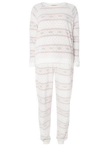 Dorothy Perkins Cream Fairisle Fleece Twosie Pyjama Set