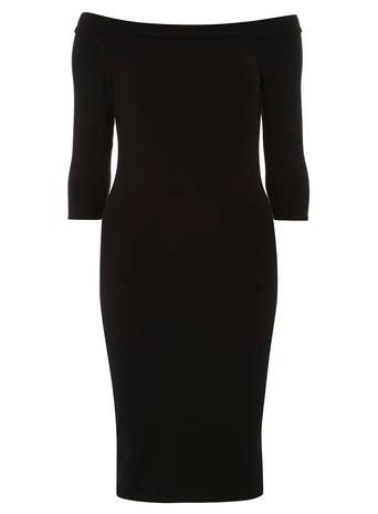 Dorothy Perkins *tall Black Long Sleeve Bardot Bodycon Dress