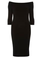 Dorothy Perkins *tall Black Long Sleeve Bardot Bodycon Dress