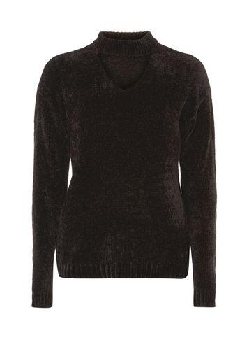 Dorothy Perkins Black Choker Neck Chenille Jumper