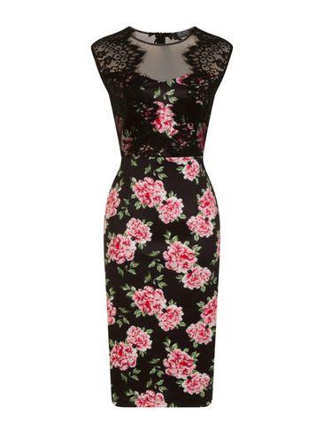 Dorothy Perkins *girls On Film Black Print Bodycon Dress