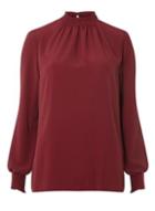 Dorothy Perkins *tall Purple Shirred Neck Blouse