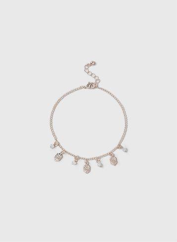 Dorothy Perkins Rose Gold Rhinestone Drop Anklet