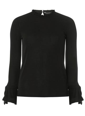 Dorothy Perkins Black Frill Neck Tie Sleeve Top