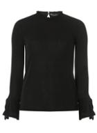 Dorothy Perkins Black Frill Neck Tie Sleeve Top